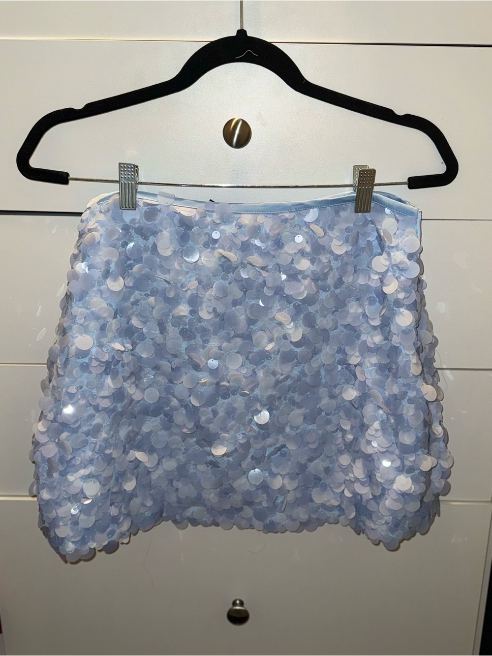 Zara Light Blue Sequin Mini Skirt